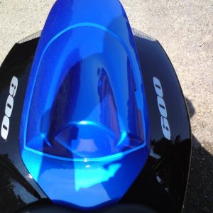 GSX R 600 blau schwarz heck